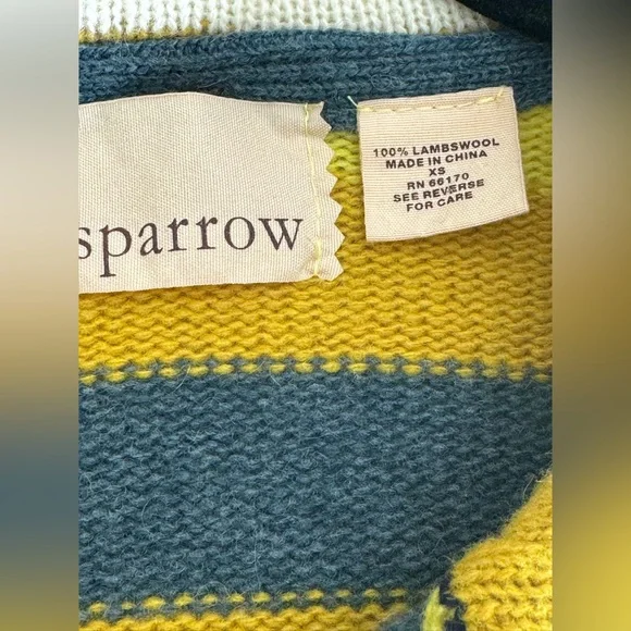 Sparrow sweater womens size XS striped cardigan lamb wool Knit Button Up - Picture 7 of 11